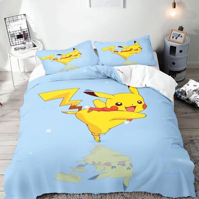 Pokémon Anime Dekbedovertrek Set Comforte Beddengoed Sets met Cartoon Print Twin Maat Kerstcadeaus 3-delig 180*220cm 3pcs