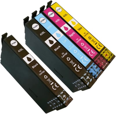 KATRIZ® Huismerk Cartridge 408L – Set van 5 (2x Zwart, 1x Cyaan, 1x Magenta, 1x Geel) – Compatible met Epson WorkForce Pro WF-C4310DW / WF-C4810DTWF – Hoge Capaciteit – Alternatief voor Epson 408 / T408L