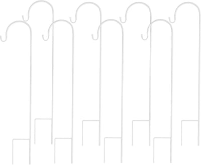 unho Herdershaken Tuinstok - 8PCS 90cm Outdoor Metal Garden Stake - Hanging Basket Pole - lantaarn Hook Stand voor Bird Feeder Lantern Solar Light Kerst Ornamenten Flower Ball - wit