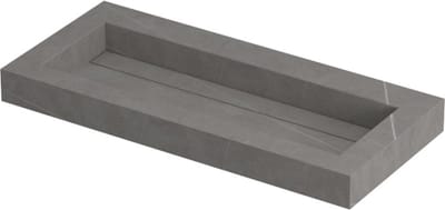 INK Pitch wastafel in keramische slab centraal met drain en front en side skirts zonder kraangat 100x45x9cm, armani grey mat