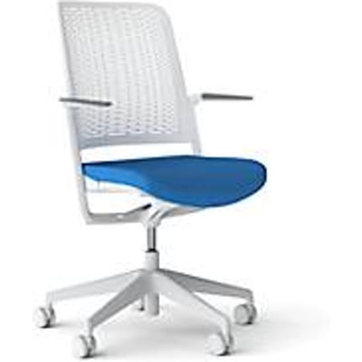 Nowy Styl-bureaustoel WithMe, met armleuningen, automatische synchronisatiemechanisme, platte zitting, afneembare stoelbekleding, lichtgrijs/lichtblauw