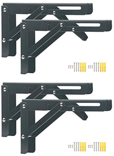 4 Stuks Opvouwbare Wandplank Beugels - Heavy Duty Roestvrij Staal Ondersteuning voor Ruimtebesparende DIY Projecten