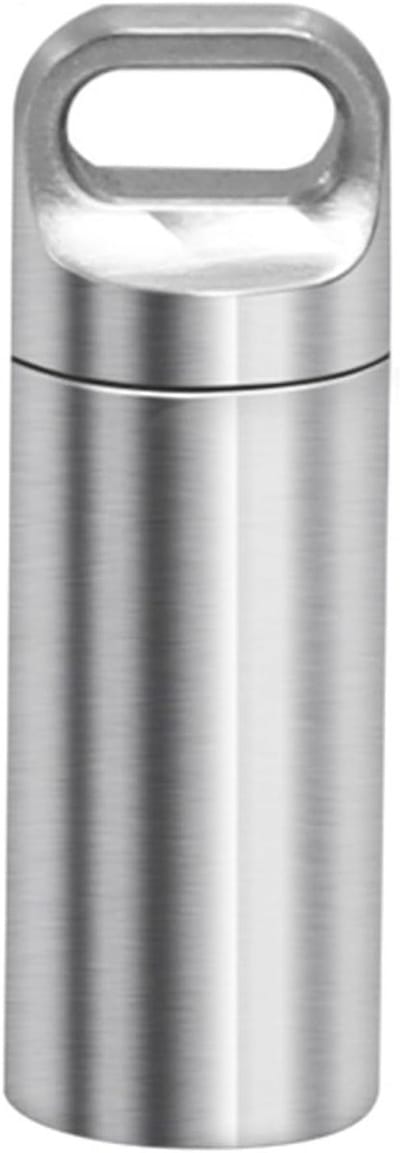 Draagbare pillendoos, waterdichte dagelijkse medicijnhouder, organizer voor reizen en kamperen, compact en handig voor medicijnen en vitamines (Zilver, 4.8*1.5cm)