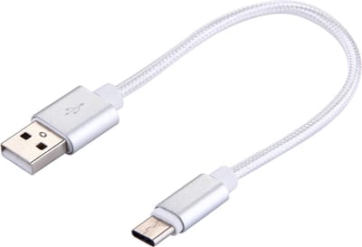20cm geweven stijl USB-C / Type-C 3,1 man-naar-usb 2.0 mannelijke datasynch oplaadkabel, voor Galaxy S8 & S8 + / LG G6 / Huawei P10 & P10 Plus / Geschikt voor Xiaomi Mi6 & Max 2 en andere smartphones (zilver)