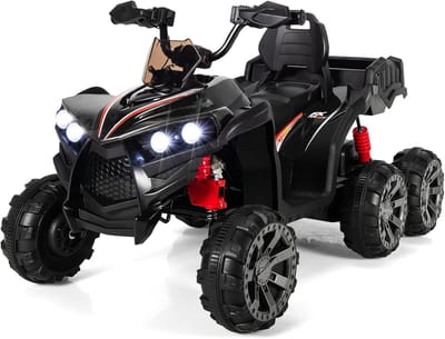 COSTWAY Elektrische kinderquad met opbergruimte, 12 V, mini-elektrische quad met ledverlichting, 6 wielen, kinderquad, 3-6 km/u, elektrische auto voor kinderen vanaf 3 jaar