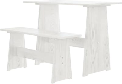 Eettafel met bank - Houten tuinset - Buiten dineren - Massief grenenhout - 106 x 75 x 7 cm - Wit