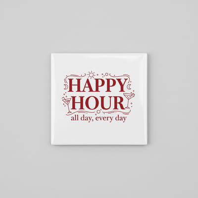 Happy Hour All Day Decoratieve Tegel – Grappige Bar Tekst Wanddecoratie – Keramische Tegel 15 × 15 cm