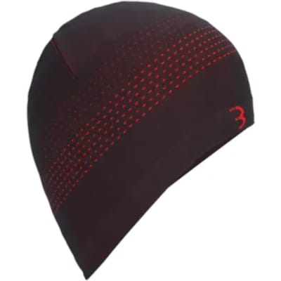 BBB Cycling Helmmuts Fiets Winter FIRHat - Fietsmuts voor onder Helm - 0-5 °C - Naadloos en Sneldrogend - Unisex - Zwart/Rood - Medium - BBW-494