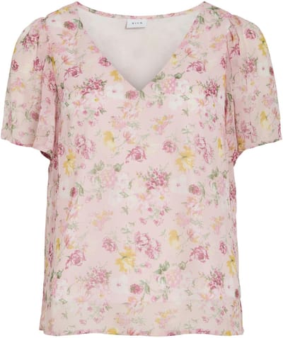 VILA - VIFALIA V-NECK S/S TOP - NOOS - Dames - Blouses