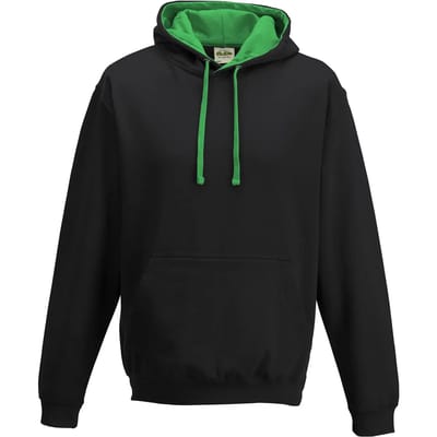 Just Hoods Varsity Hoodie JH003 - JET BLACK/KELLY GREEN - XS