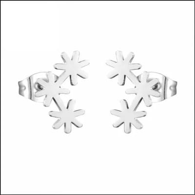 Aramat Jewels | Oorbellen | RVS Bloemen Oorbellen Diverse Kleuren - Bloem Oorstekers | Zilverkleurig-4x10mm | |7mm | Staal | Kinderen, Volwassenen | Verkleurd niet