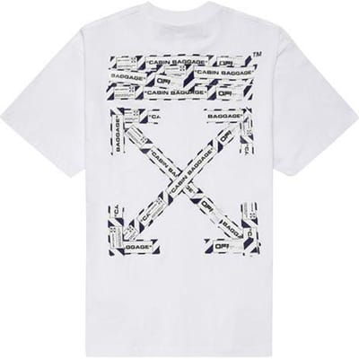 OFF-WHITE Oversized Pasvorm Luchthaven Tape T-shirt Wit Heren Streetwear OMAA038S201850030188 L gray