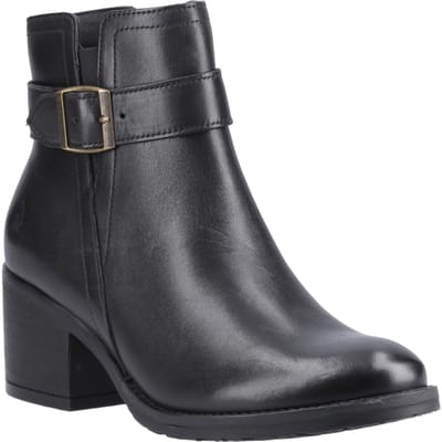 Hush Puppies Hensley Leren Dames Zwarte Hoge Enkellaarsjes