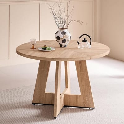 Ronde Eettafel - Keukentafel Tafel - Gezellig Eten - Massief Houten Poten - 120 x 120 x 76 cm - Houtkleur