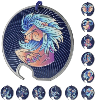 KADAX Zodiak Flesopener, bieropener van roestvrij staal, sterrenbeeldflesopener, met één hand opener met gat, ronde flesopener voor huis, feest, bar, soda, bruiloft (leeuwe)