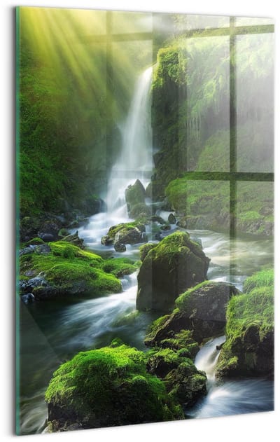 Wallfluent Glasschilderij - Abstracte zwarte metal Glazen Schilderij - 40x60 cm - Zwart Verticale Muurschildering - Landschap Foto Glas - Schilderij Op Glas - Glas Schilderij