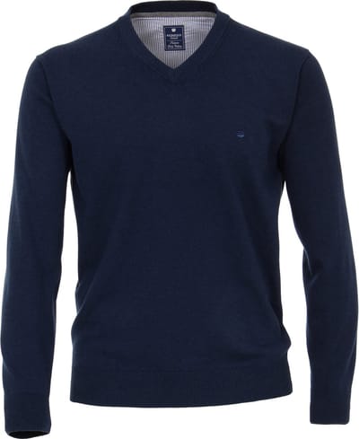 Redmond heren trui katoen - V-hals - blauw