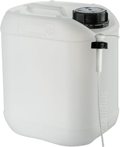 Jerrycan 5 liter wit | met pomp | geschikt voor water | UN gekeurd | benzine | handig stapelbaar | food grade | inclusief dop | totaal te legen | noodpakket