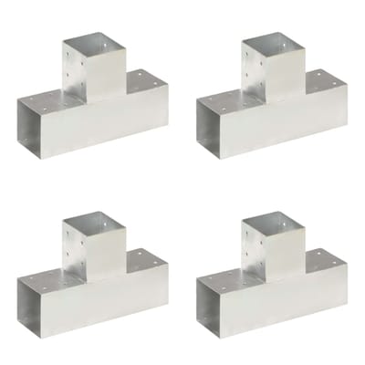 vidaXL - Paalverbindingen - 4 - st - T-vorm - 91x91 - mm - gegalvaniseerd - metaal