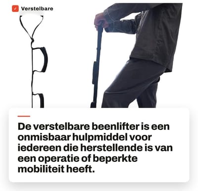Solidchoice- Beenlifter Verstelbaar 35-44 inch - Gevoerde Handgreep - Multi-loop Hefgordel - Hulpmiddel voor Mobiliteit - Ondersteuning na Operatie - Zachte Voetonderlegger