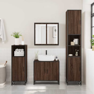 vidaXL - Badkamerkast - 35x37,5x100 - cm - bewerkt - hout - bruin - eikenkleur