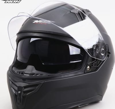 Nox N401 integraalhelm met ingebouwd getint zonnevizier - Matzwart - ECE 22.06 - Maat M - 57 tot 58cm hoofdomtrek