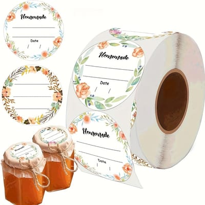 Étiquettes Florales à l'Aquarelle pour Bocaux Mason - Auto-adhésives, Faciles à Décoller & Coller, Parfaites pour le Stockage & l'Organisation des Aliments, Idéales pour les Bocaux Mason white