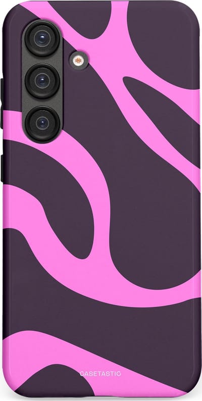 Casetastic hoesje geschikt voor Samsung Galaxy S25 - Dubbellaagse bescherming - Roze Paarse Lavendel Abstractie - Fashion Case - Donkergrijs Roze
