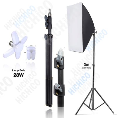 Softbox fotostudio - Studiolampen HiCHiCO® – Studioflitsers - fotolamp fotografie softbox – Lamp 28w en Professionele licht stand