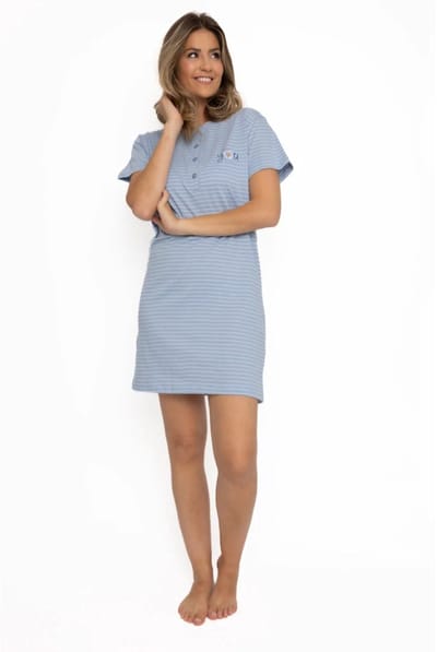 Cocodream dames nachthemd - 100% katoen - maat XXL - Be youtiful blauw