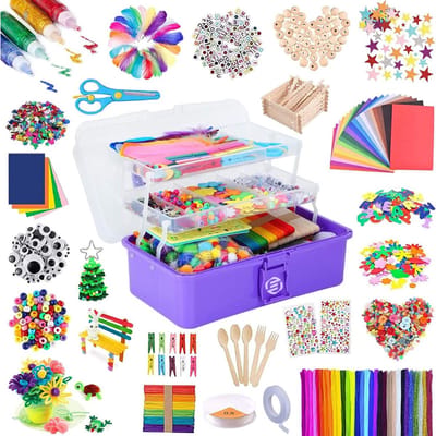 Equivera Knutselkoffer - Knutselset voor jongens en meisjes - Knutseldoos - Knutselkoffer voor Jongens en Meisjes - Knutselkoffer Kinderen - Cadeautip voor uw kind!