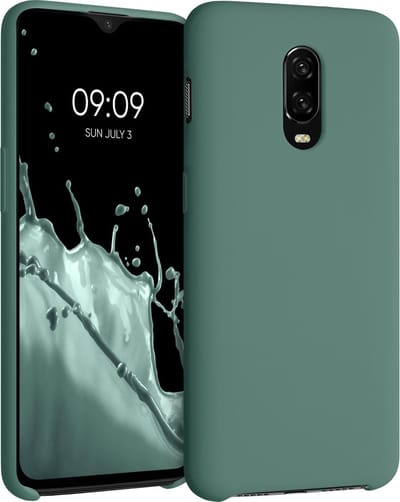 kwmobile telefoonhoesje geschikt voor OnePlus 6T - Hoesje met siliconen coating - Smartphone case in dennengroen