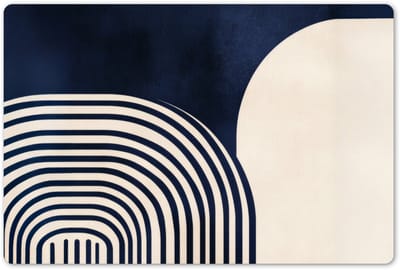 Placemats 45x30 cm - Placemat kunststof - 1 stuk - Donkerblauw - Abstract - Lijnen - Borden onderleggers - Decoratie voor op tafel - Keuken tafeldecoratie accessoires - Vinyl onderlegger - Tafelversiering