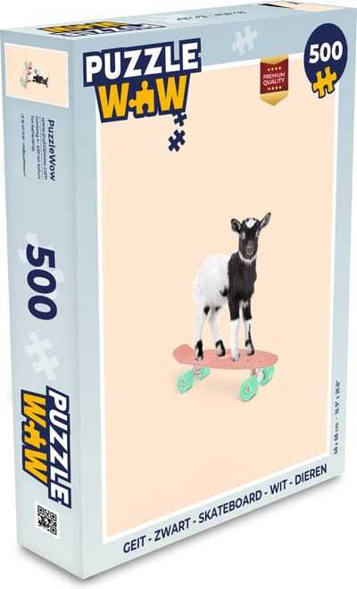 Puzzel Geit - Zwart - Skateboard - Wit - Dieren - Legpuzzel - Puzzel 500 stukjes