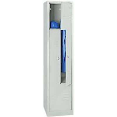 Kledinglocker, 2 compartimenten, met fitting, 2 vakken, z-deuren, draaigrendelslot, lichtgrijs/lichtgrijs