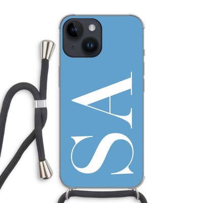 Gepersonaliseerd - Case Company® - Hoesje met koord geschikt voor iPhone 14 hoesje met Koord - Monogram N°2 - Telefoonhoesje met Zwart Koord - Extra Bescherming aan alle Kanten en Over de Schermrand