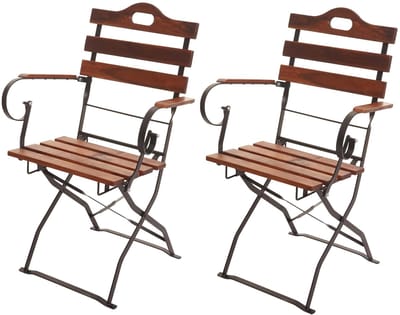 Set van 2 biertuinstoelen MCW-J40, klapstoel tuinstoel, horeca kwaliteit acacia MVG-gecertificeerd ~ bruin