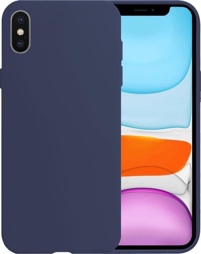 Hoesje - Geschikt voor Apple iPhone X - Sterk & Shockproof - Siliconen Case - Hoes Cover - Telefoonhoes - Donkerblauw