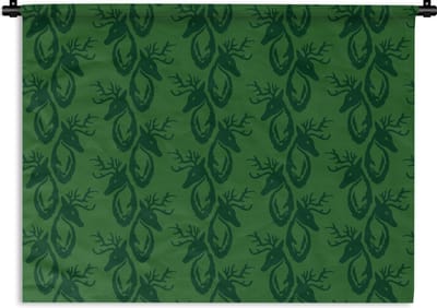 Wandkleed - Wanddoek - Patronen - Groen - Hert - 120x90 cm - Wandtapijt