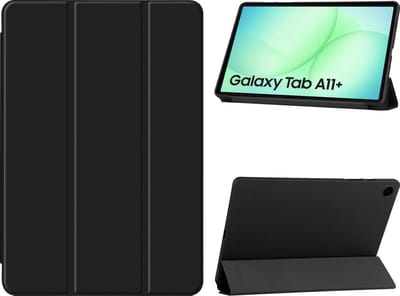 Arara Hoes Geschikt voor Samsung Galaxy Tab A11 Plus - Tri-Fold bookcase met auto/wake functie - Zwart