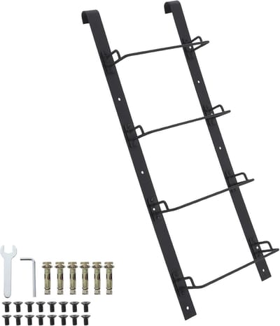 Zware koolstofstalen vluchtladder voor kelderraamkoker – 4-traps nooduitgangsladder met haken voor kelder en balkon – Wandgemonteerde herbruikbare veiligheidsladder – 136×50×15 cm – Zwart