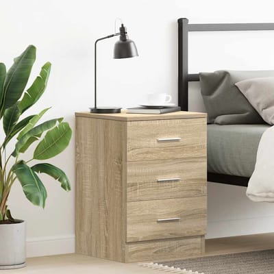 vidaXL - Nachtkastje - 38x35x56 - cm - bewerkt - hout - sonoma - eikenkleurig