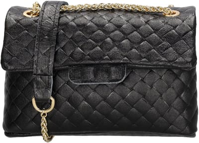 Charm London Anna Schoudertas - Crossbody - Ketting - Goud - Geweven - Praktisch - Stijlvol - Zwart