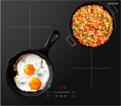 Inventum IKI6028 inbouw inductiekookplaat 60 cm - 1- of 2-fase - 4 kookzones - Boost - Timer - Kinderslot - Randloos - Elektrische kookplaat 4 pits - Zwart