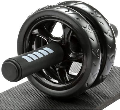 Ab Roller voor Krachttraining Apparatuur - Rolwiel voor Buikspieren met Extra Dikke Kniebeschermermat - met Dubbele Glijwielen