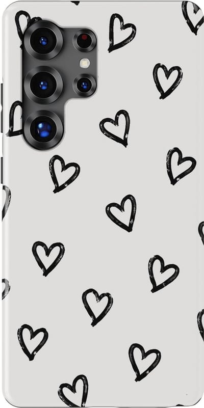 Tough Hoesje met Hartjes Samsung Galaxy S25 Ultra | Little Love Tough Case Geschikt voor Mag | Hartjes Print Backcover Samsung Galaxy S25 Ultra Mono Hearts
