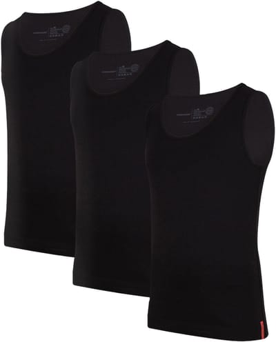 Undiemeister Onderhemd Heren - Tanktop - 3-Pack - Volcano Ash (Zwart) - Mellowood Tencel - Ronde Hals - Slim fit - Maat S