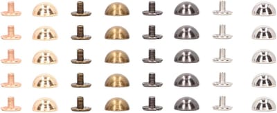 Schroefkoepelbouten set - Paddenstoelklinknagels van brons - Voor lederen decoratie - Ronde kop schroefbouten - Kleding, schoenen, leer - Ambachten, riemen, tassen