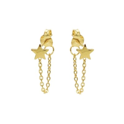 Karma oorbel Chain Star Zilver Goldplated-M1857
