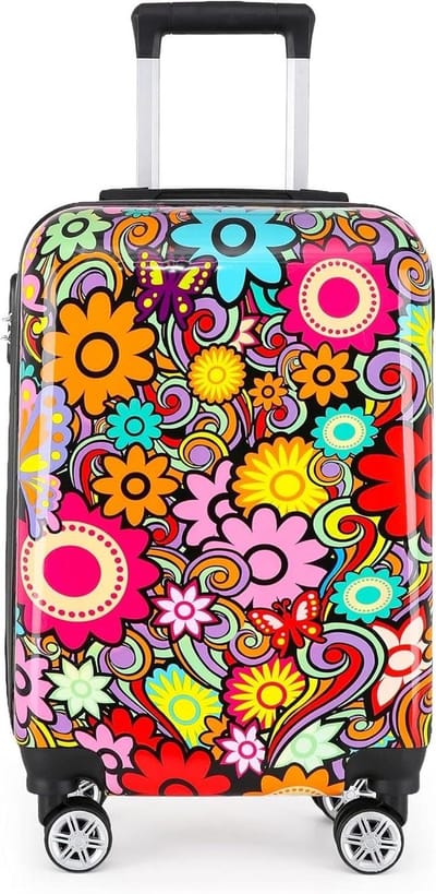 Koffer Set - Reisbagage Trolley - Vakantie Vervoer - Vier Zwenkwielen - 55 x 35 x 20 cm - Bloemenprint